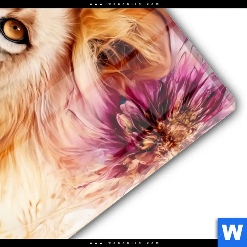 Acrylglasbild | Florale Stärke – Der Löwe | Hochformat