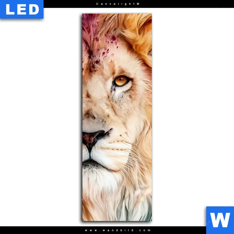 Canvalight® Leuchtbild | Florale Stärke – Der Löwe | Schmal