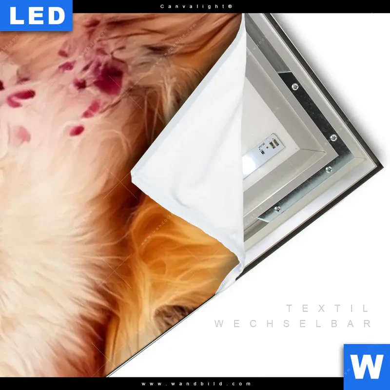Canvalight® Leuchtbild | Florale Stärke – Der Löwe | Schmal