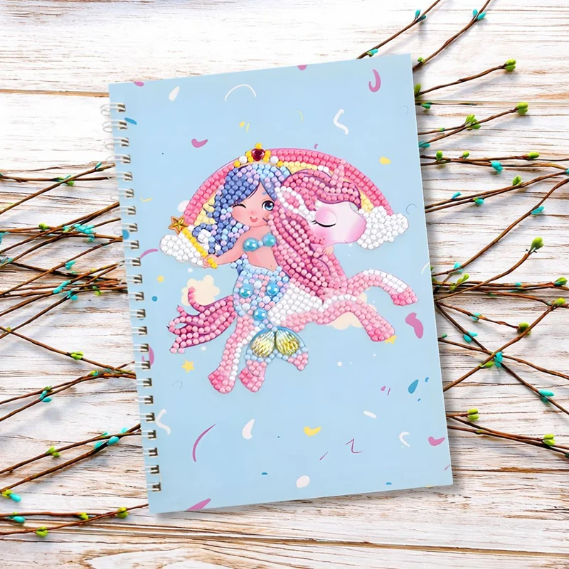 Diamond Painting Notizbuch Meerjungfrau mit Einhorn