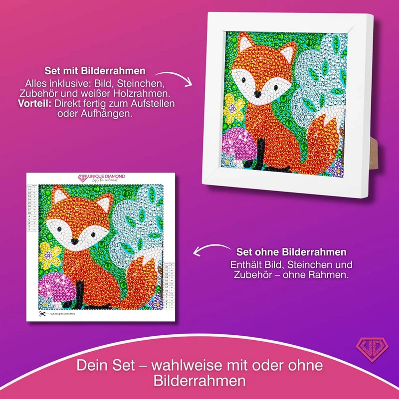 5D Diamond Painting Finn der Waldfuchs mit Strasssteinchen