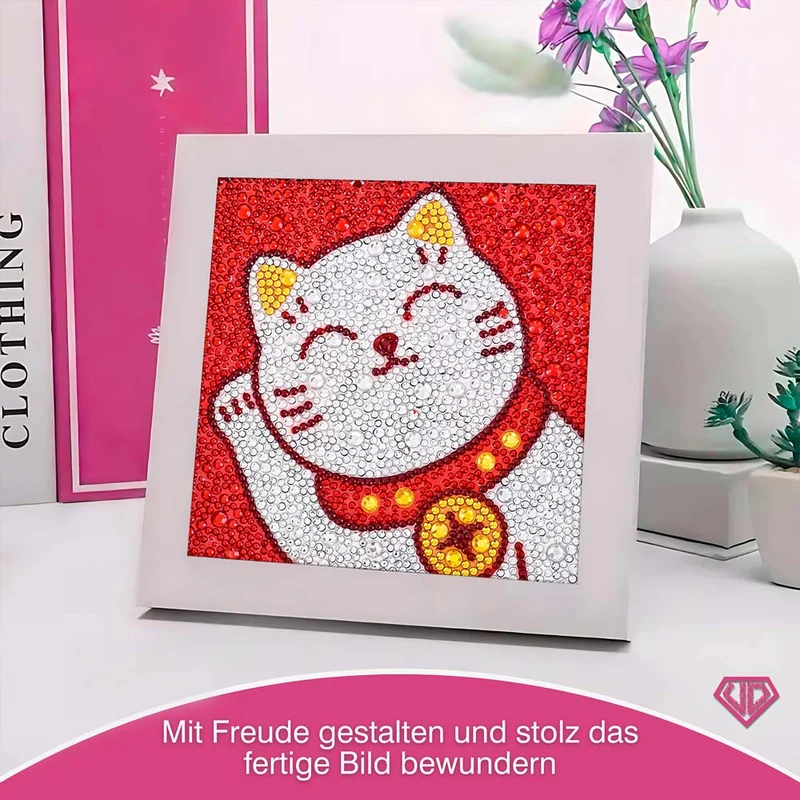 5D Diamond Painting Maneki Miau – Glückskatze mit Strasssteinchen