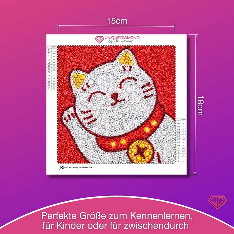 5D Diamond Painting Maneki Miau – Glückskatze mit Strasssteinchen