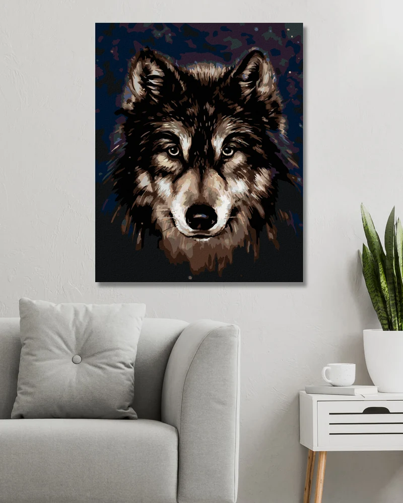Diamond painting - HUSKYKOPF AUF DEM DUNKELEN HINTERGRUND