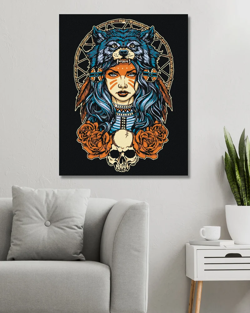 Diamond painting - MÄDCHEN MIT WOLF