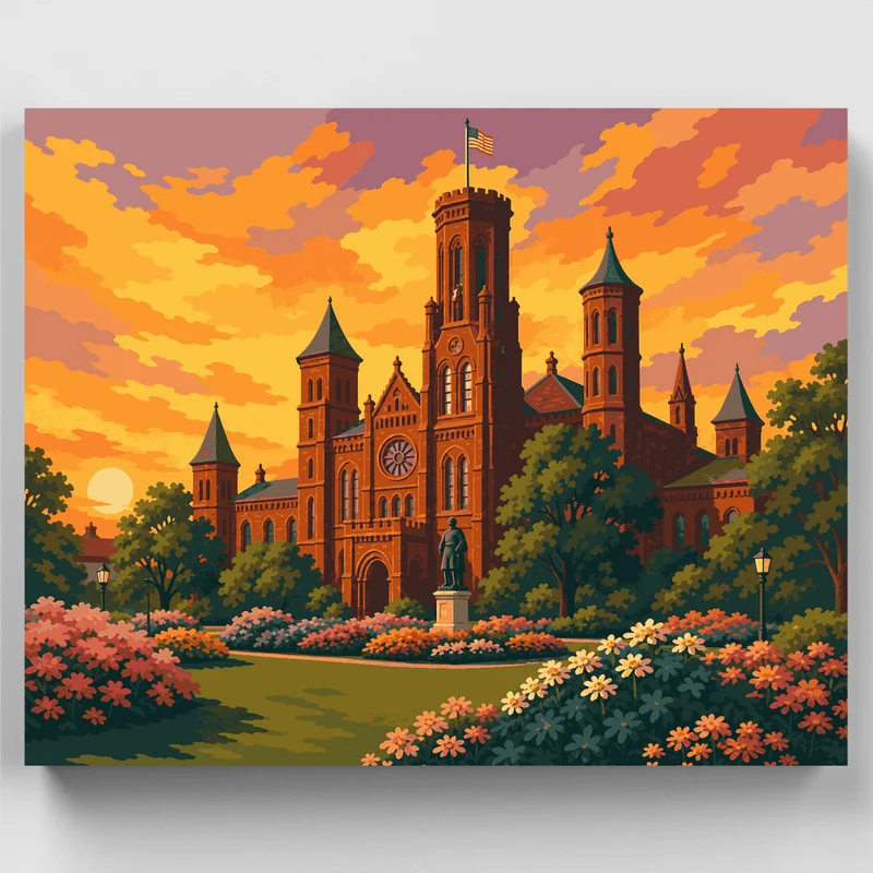 Smithsonian Castle Sunset - Paint by Numbers Kit