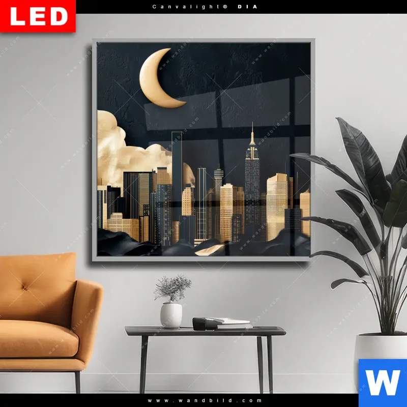 Wechselmotiv Acrylglas Canvalight® DIA | Golden City Dreams | Quadrat