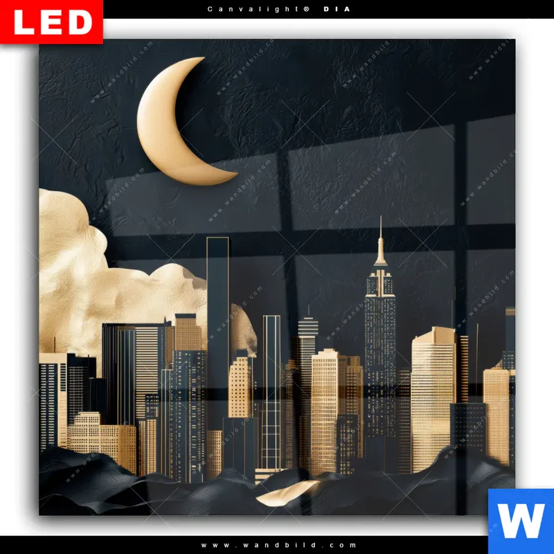 Wechselmotiv Acrylglas Canvalight® DIA | Golden City Dreams | Quadrat
