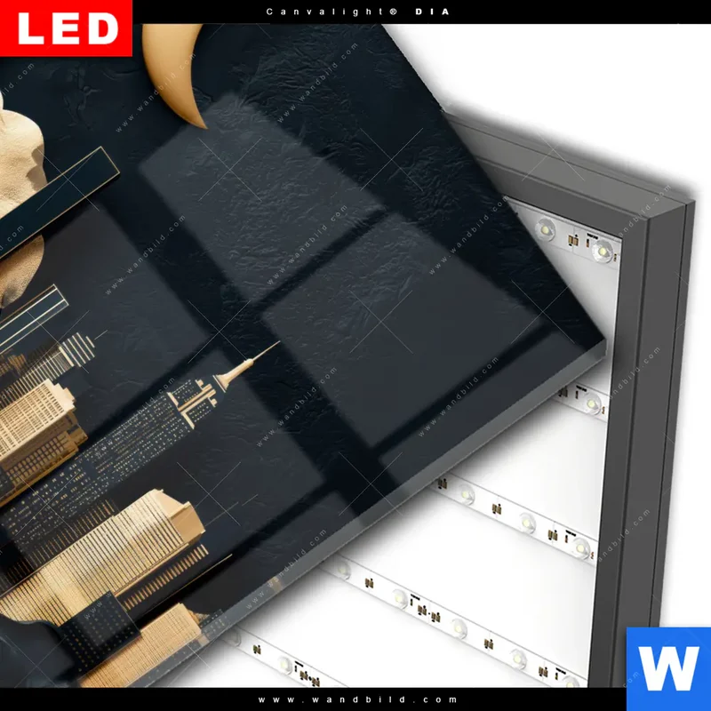 Wechselmotiv Acrylglas Canvalight® DIA | Golden City Dreams | Quadrat