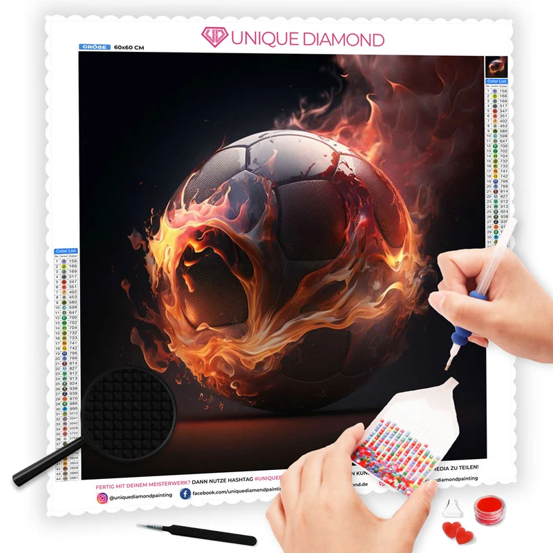 5D Diamond Painting – Feuer & Fußball