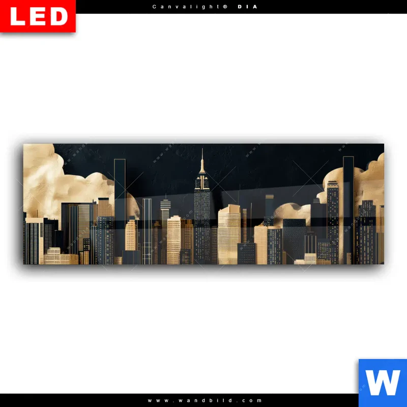 Wechselmotiv Acrylglas Canvalight® DIA | Golden City Dreams | Panorama