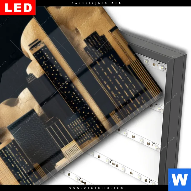Wechselmotiv Acrylglas Canvalight® DIA | Golden City Dreams | Panorama