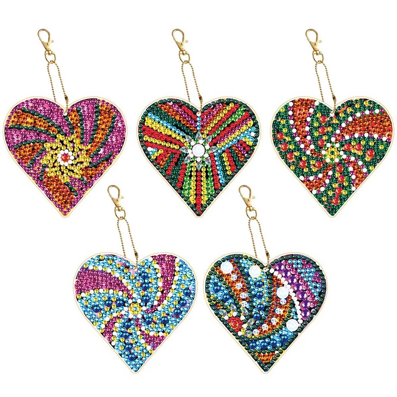 Diamond Painting Anhänger Herze 5st Set 2