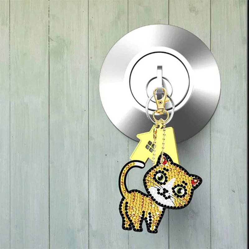5D Diamond Painting Schlüsselanhänger Katzen 5 Stück