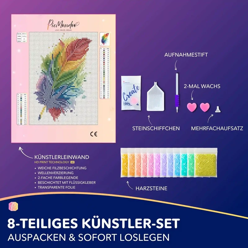 Diamond Painting Mini - Rainbow Feather