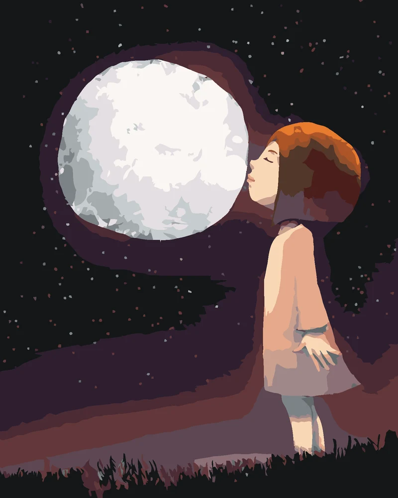 Diamond painting - EIN MÄDCHEN, DAS DEN MOND KÜSST