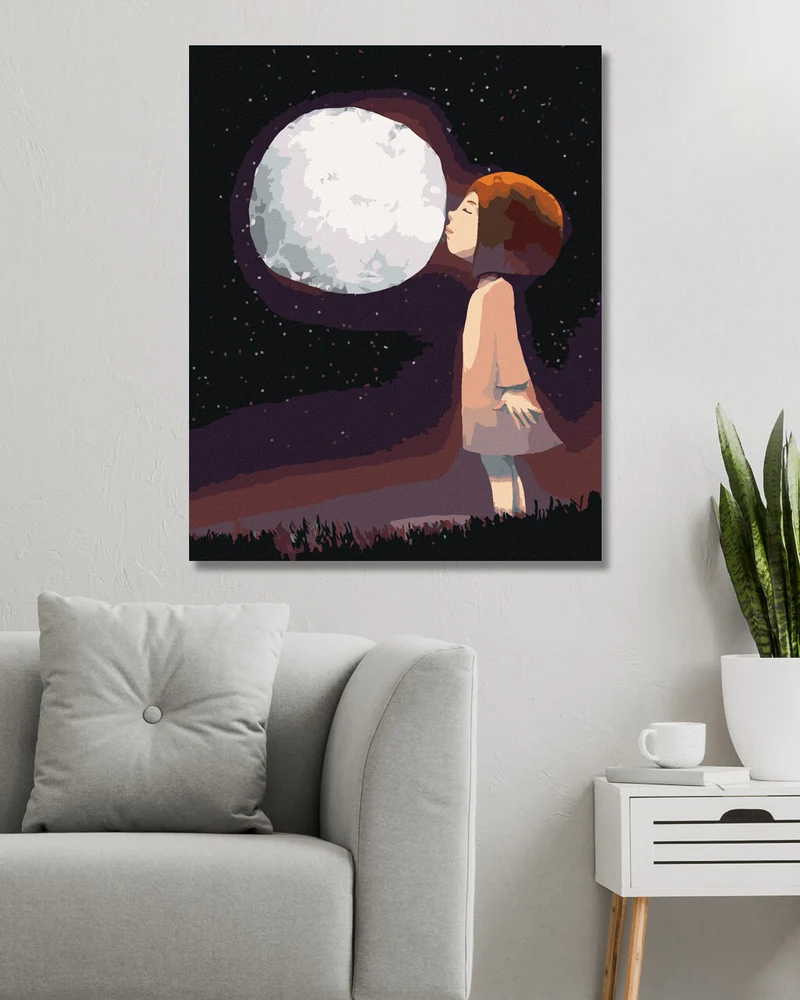 Diamond painting - EIN MÄDCHEN, DAS DEN MOND KÜSST