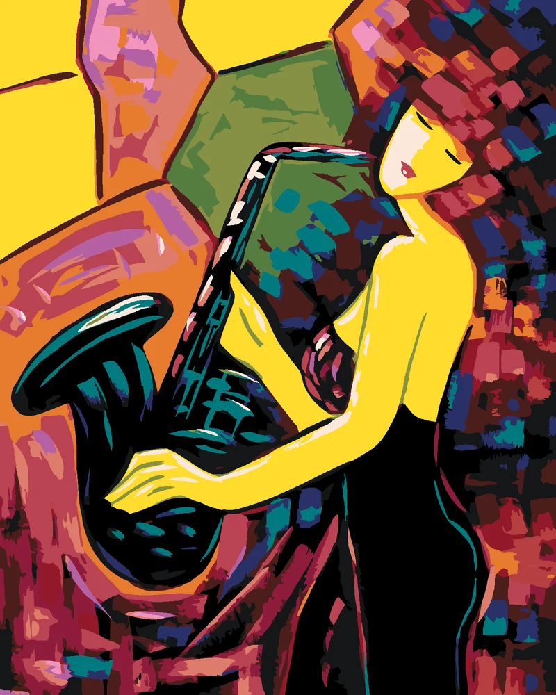 Diamond painting - EIN SAXOPHONSPIELENDES MÄDCHEN