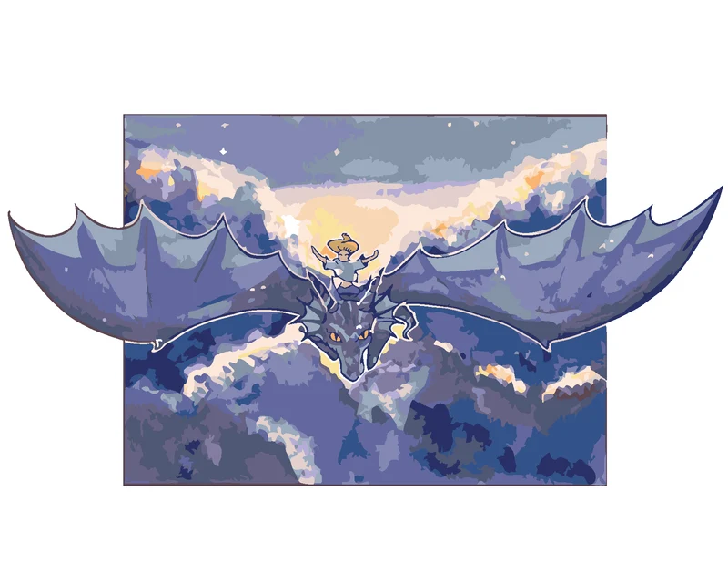 Diamond painting - FLIEGENDES MÄDCHEN AUF EINEM DRACHEN