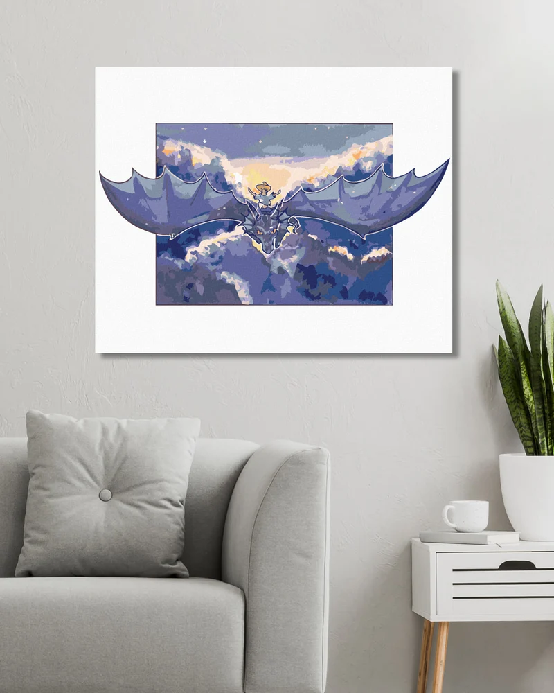 Diamond painting - FLIEGENDES MÄDCHEN AUF EINEM DRACHEN