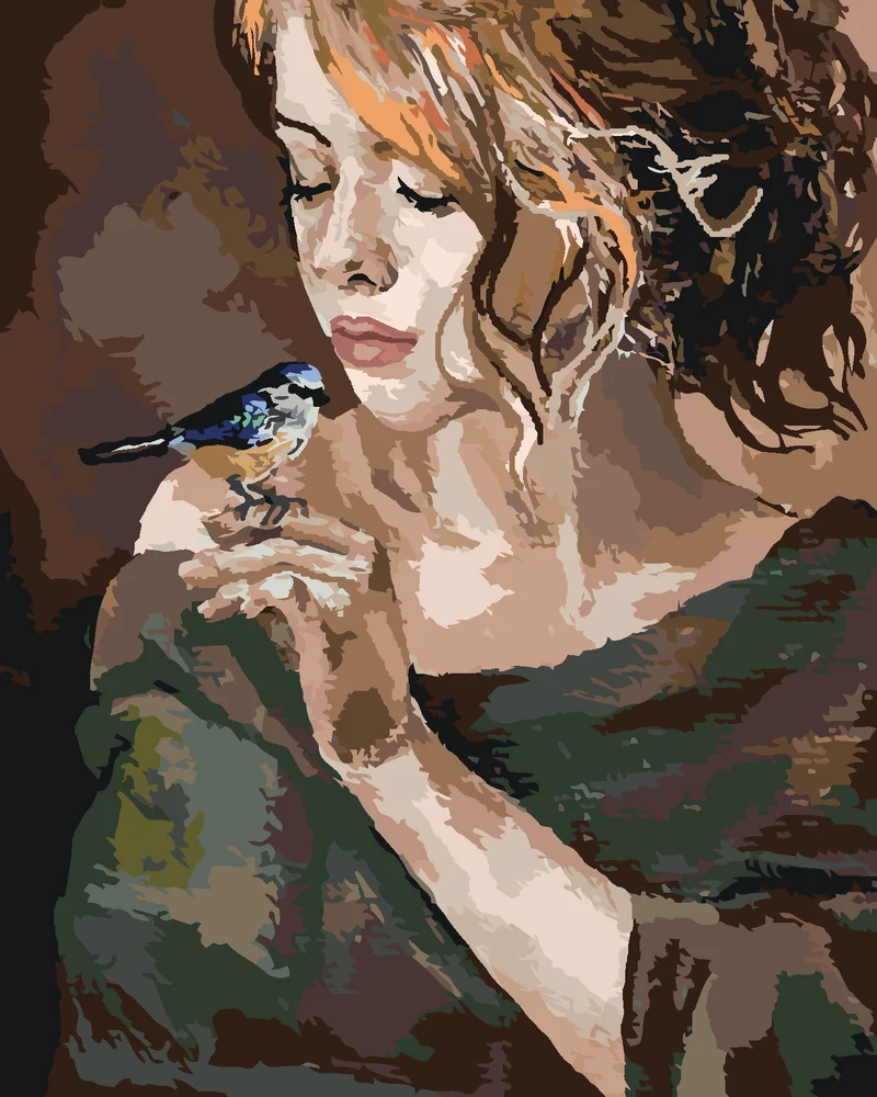 Diamond painting - MÄDCHEN MIT VOGEL