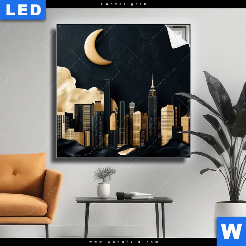 Canvalight® Leuchtbild | Golden City Dreams | Quadrat