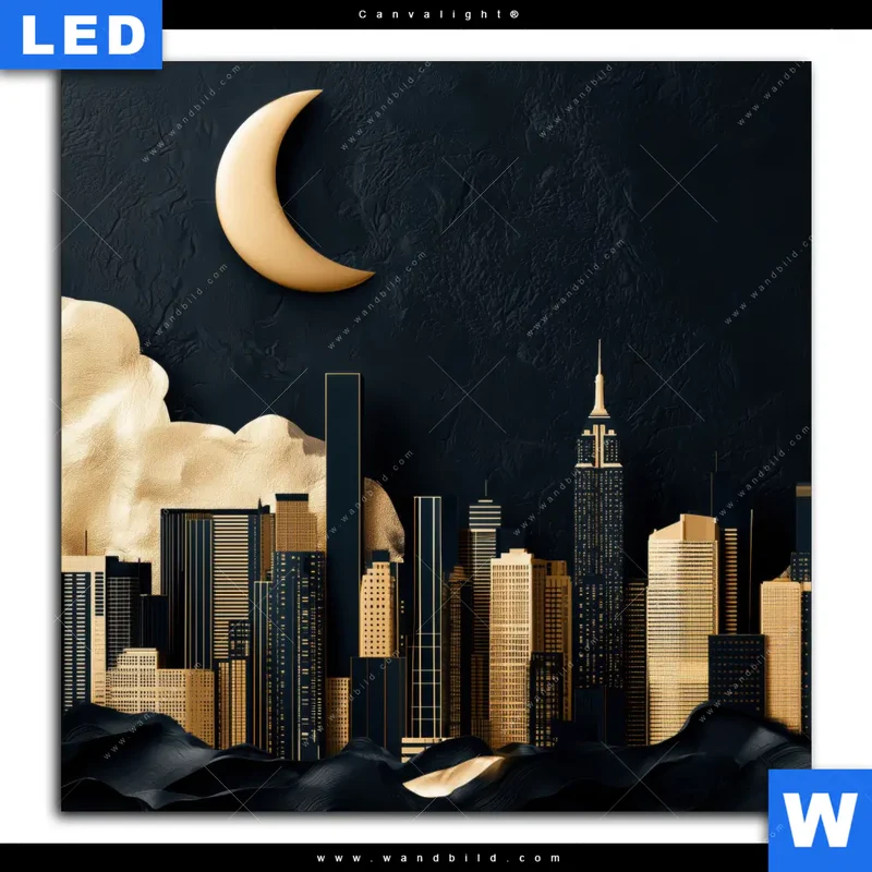 Canvalight® Leuchtbild | Golden City Dreams | Quadrat
