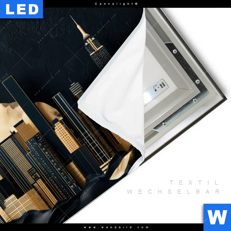Canvalight® Leuchtbild | Golden City Dreams | Quadrat