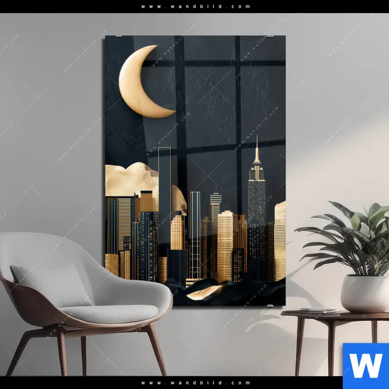 Acrylglasbild | Golden City Dreams | Hochformat