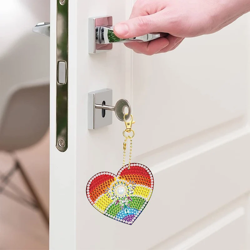 Diamond Painting Anhänger Regenbogen Herze 5st Set