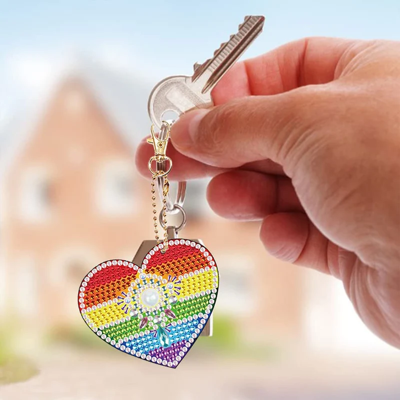 Diamond Painting Anhänger Regenbogen Herze 5st Set