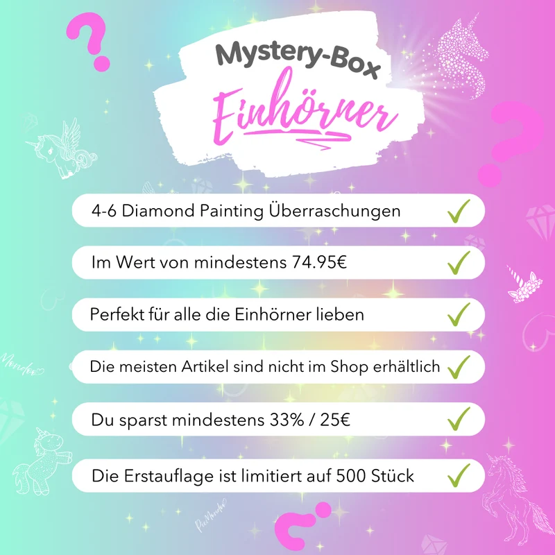 Diamond Painting Mystery-Box "Einhörner" (#1)