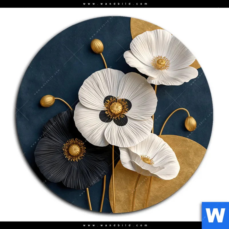 Acrylglasbild | Golden Poppies | Rund