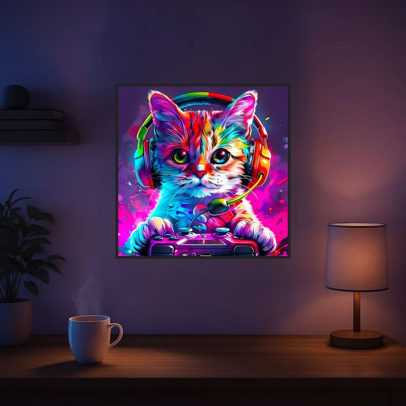 Diamond Painting - Colorful gaming Cat