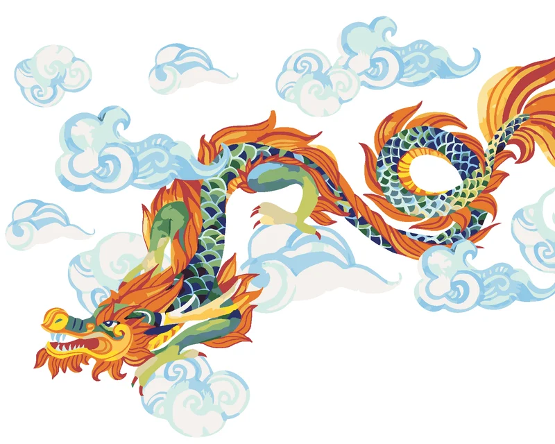 Diamond painting - CHINESISCHER DRACHE AM HIMMEL