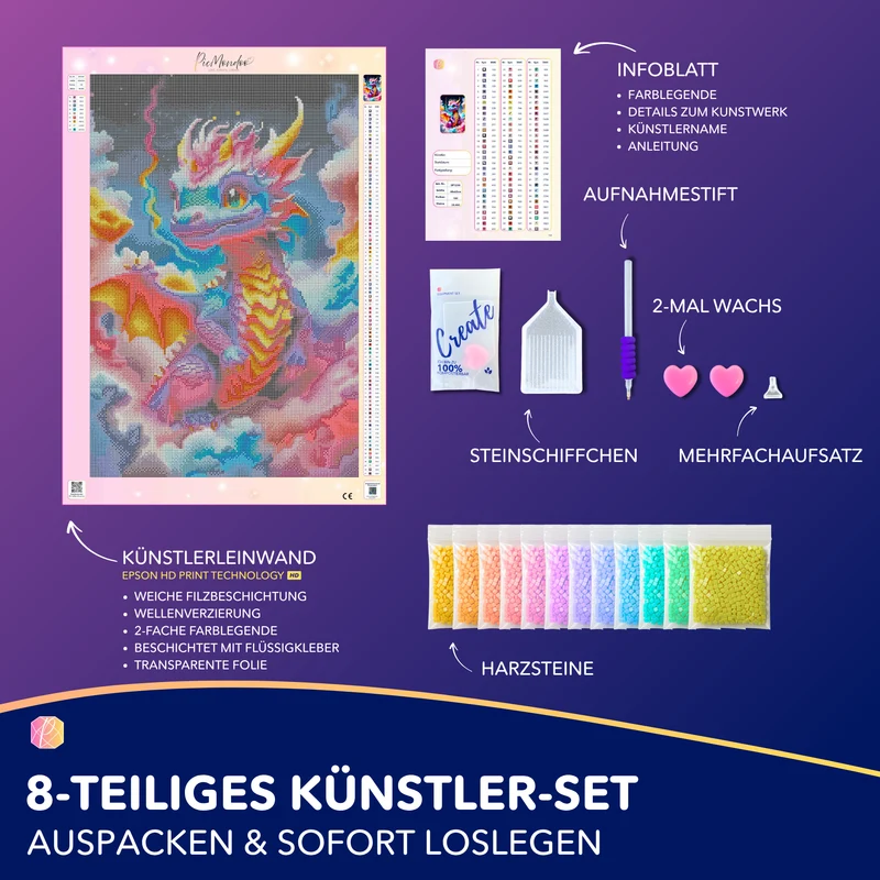 Diamond Painting 100 Farben Special - Baby Dragon