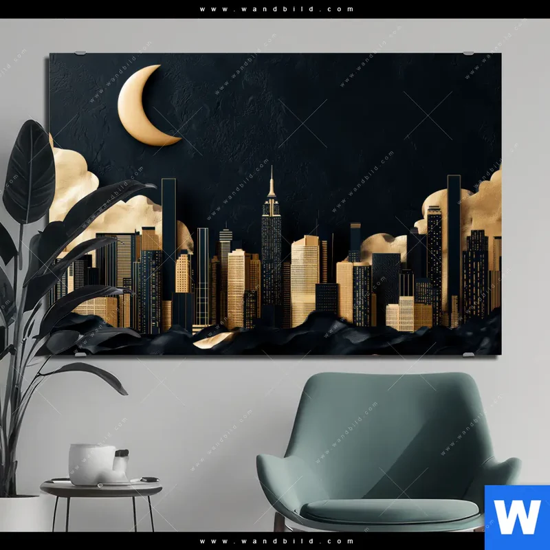 Alu-Dibond Bild | Golden City Dreams | Querformat
