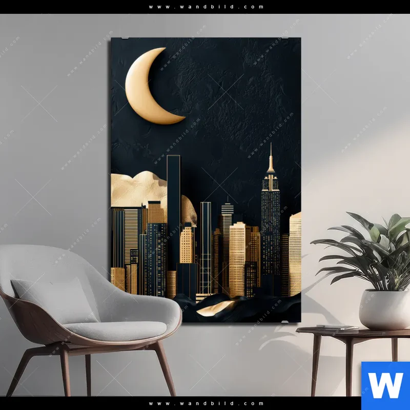 Alu-Dibond Bild | Golden City Dreams | Hochformat