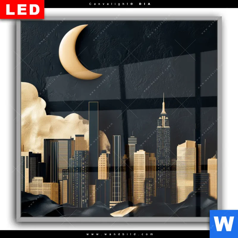 Leuchtbild Acrylglas Canvalight® DIA | Golden City Dreams | Quadrat