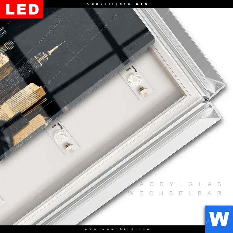 Leuchtbild Acrylglas Canvalight® DIA | Golden City Dreams | Quadrat