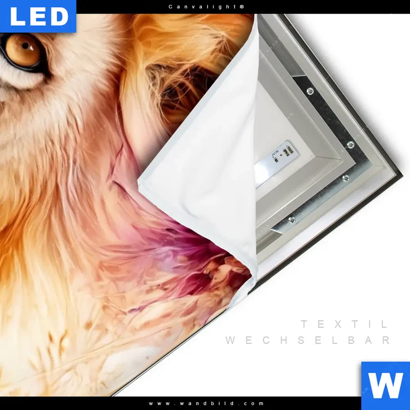 Canvalight® Leuchtbild | Florale Stärke – Der Löwe | Hochformat