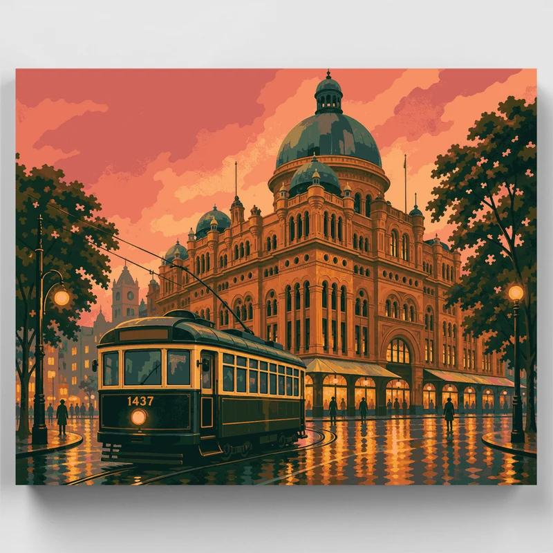 QVB Dusk Tram - Paint by Numbers Kit