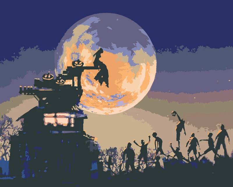 Diamond painting - HALLOWEEN BEI VOLLMOND