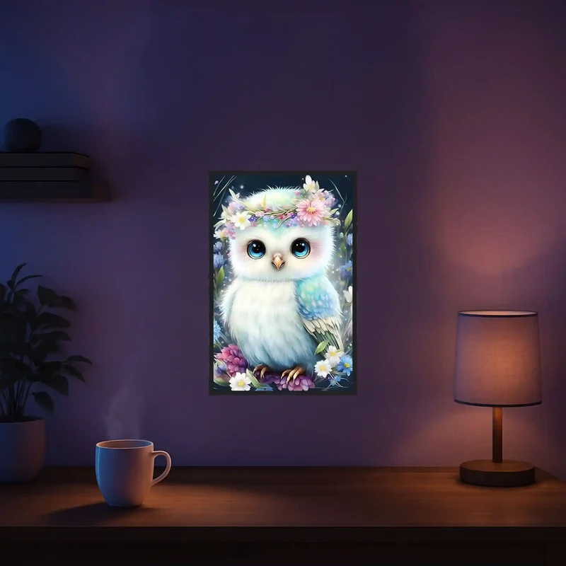 Diamond Painting - Eule im Blumenmeer