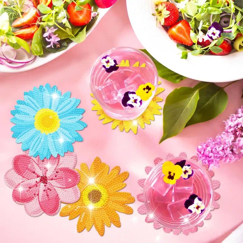 Diamond Painting - Untersetzer "Bunte Blumenwiese"