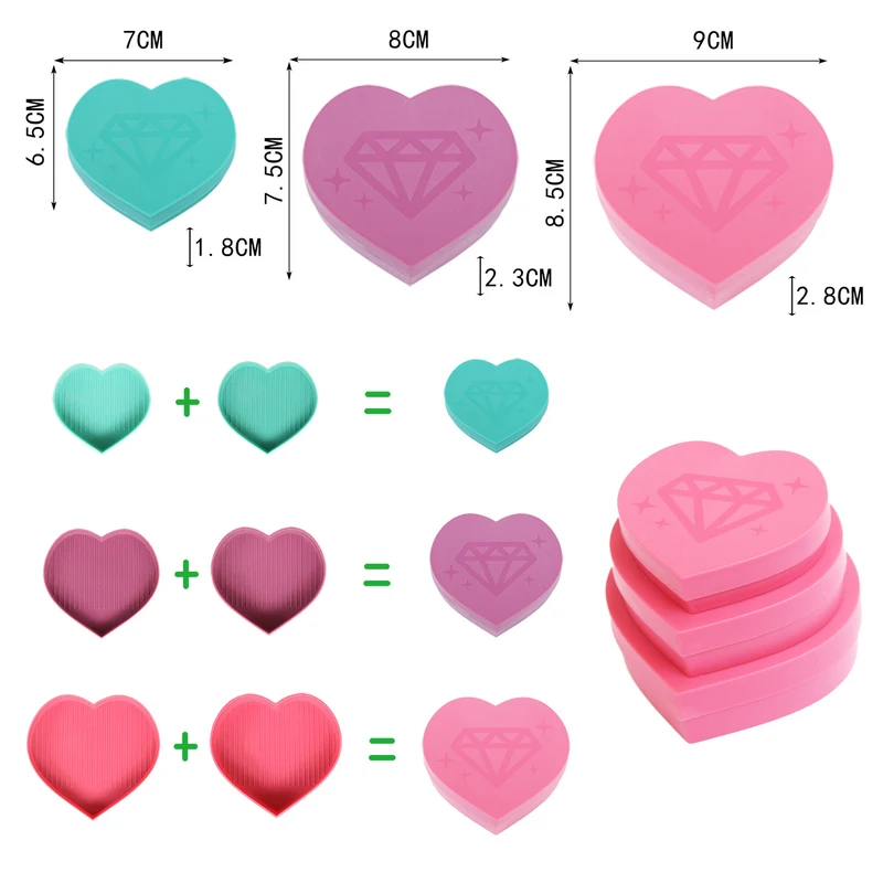 Diamond Painting Schiffchen in Herzform - 3er Set