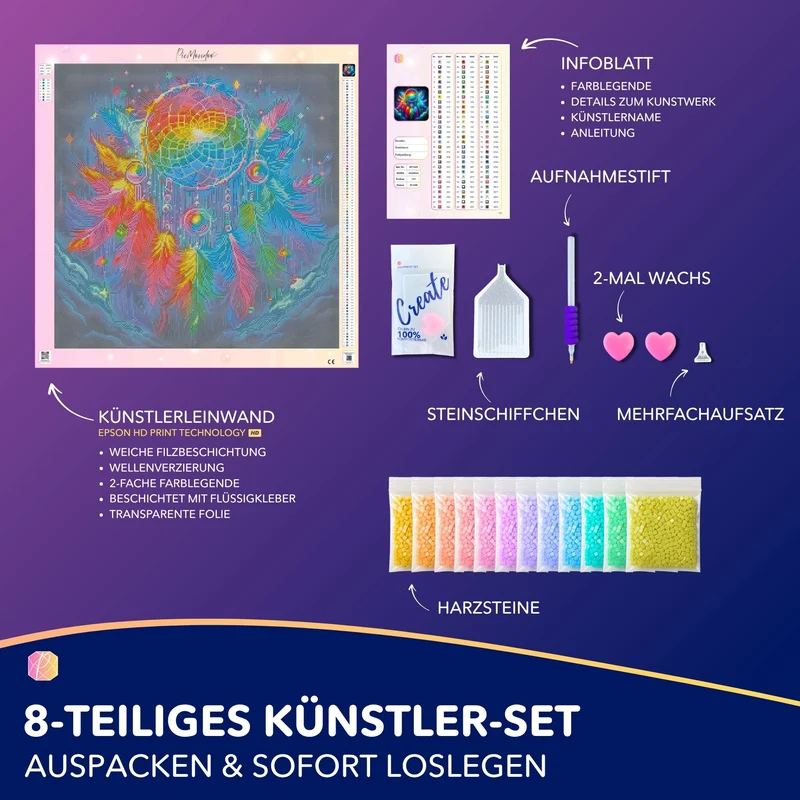 Diamond Painting 100 Farben Special - Träumerei im Federspiel