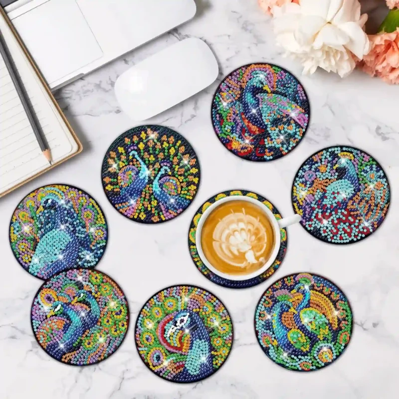 Diamond Painting - Untersetzer "Colorful Peacock"