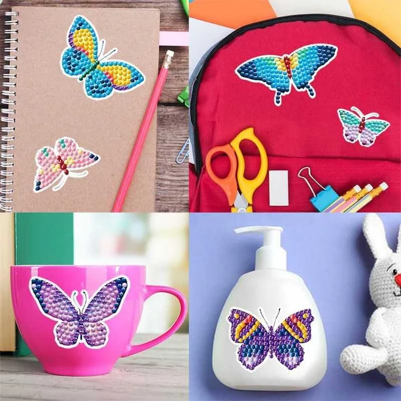 Diamond Painting Sticker Set XL - Bunte Schmetterlinge