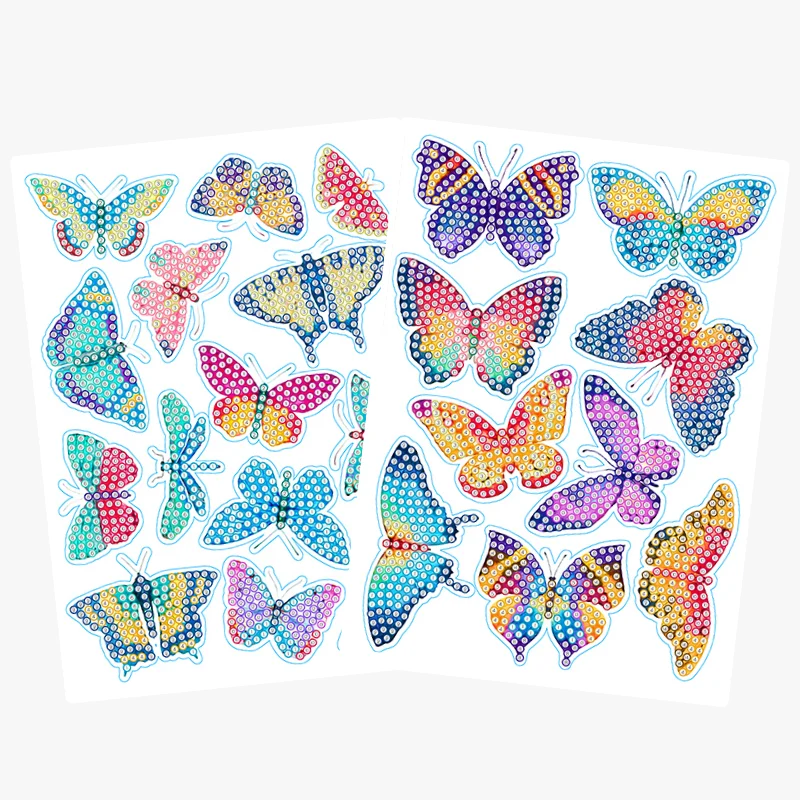 Diamond Painting Sticker Set XL - Bunte Schmetterlinge